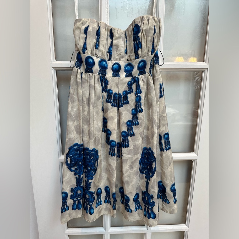 Nanette Lepore Blue Gray Boho Chic Babydoll Silk Layered Sundress Size 0 XXS XS